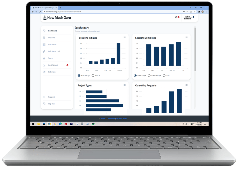 Laptop preview of Howmuchguru Estimator